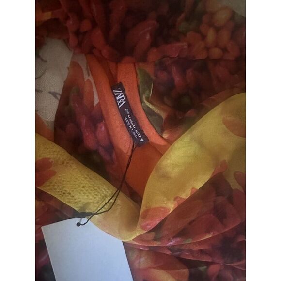 NWT Zara M Long Printed Tissue Dress Stretch - Picture 4 of 11